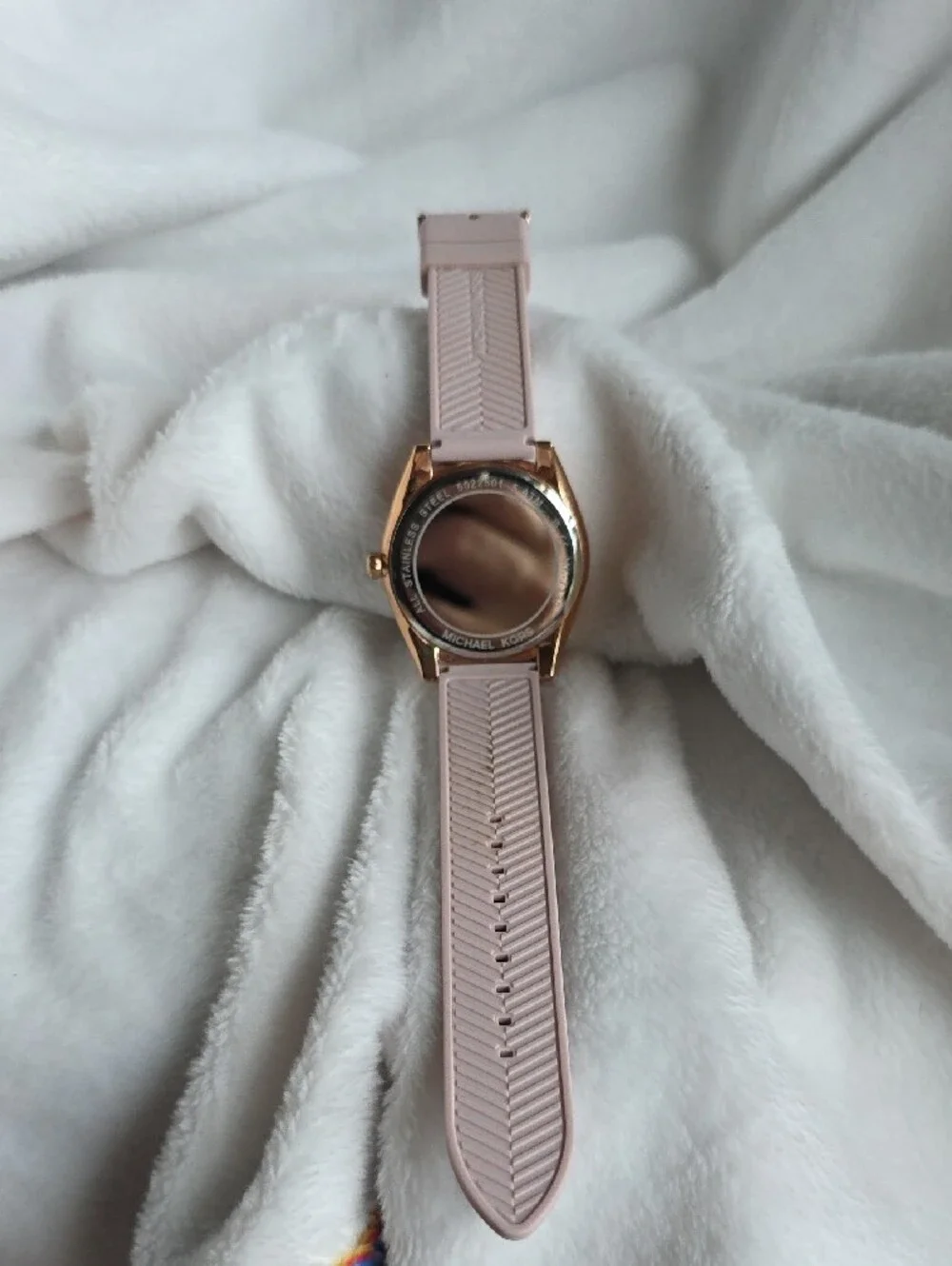 Michael Kors Pink Silicone Strap Watch with Rose Gold Tone Case